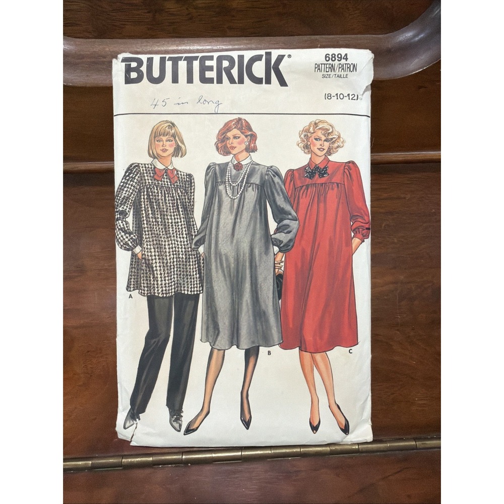 Vintage Butterick Sewing Pattern 6894 Sizes 8, 10, 12